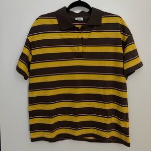 Brown and Yellow Striped Men's Shirt